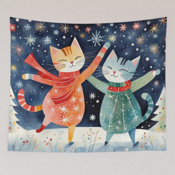 Item preview, Christmas winter cat dance duo designed and sold by YukiKenji.