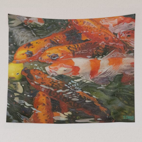 Item preview, Koi fishes in water oil painting designed and sold by Yue Zeng Art Studio.