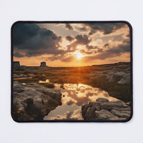 Item preview, River and rocks at sunset in long exposure - Landscape photography designed and sold by TheArtistOf2022.