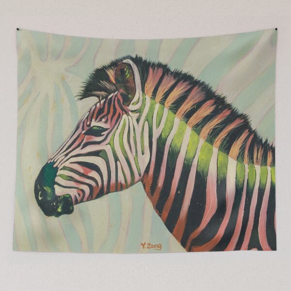 Item preview, Neon zebra oil painting designed and sold by Yue Zeng Art Studio.