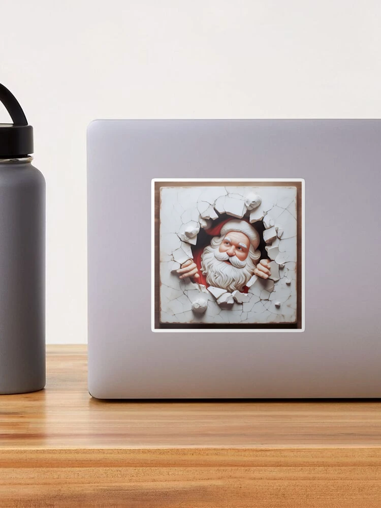 Adesivi Murali Natalizi 3D Babbo Natale - Decorazione Parete E Finestre, Effetto Rottura, Riutilizzabili
