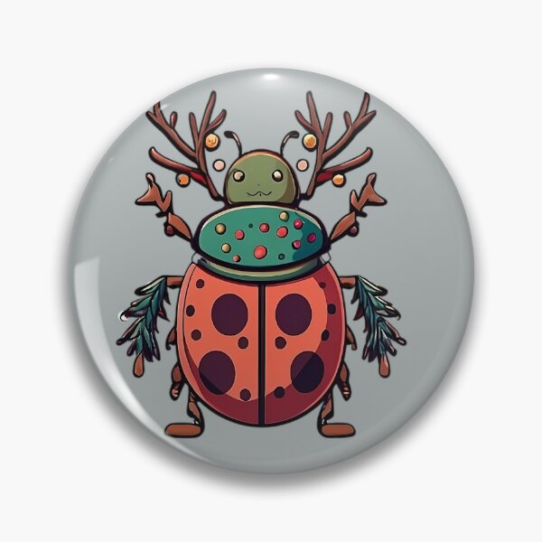 Item preview, Christmas Reindeer Beetle Ladybird with Antlers designed and sold by LumberEchoArts.