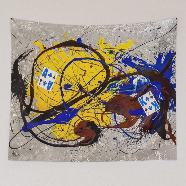 Item preview, Abstract Jackson Pollock Painting Original Art ,artwork by Jackson Pollock, red, yellow, blue, black designed and sold by Amy-Hamilton.