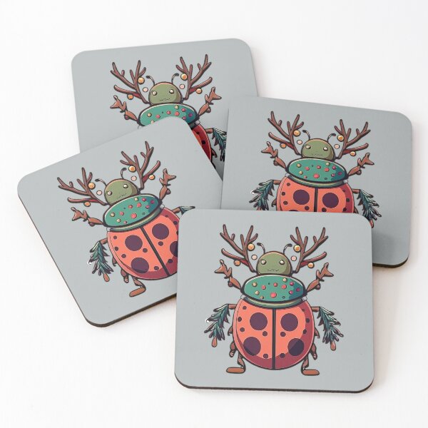 Item preview, Christmas Reindeer Beetle Ladybird with Antlers designed and sold by LumberEchoArts.