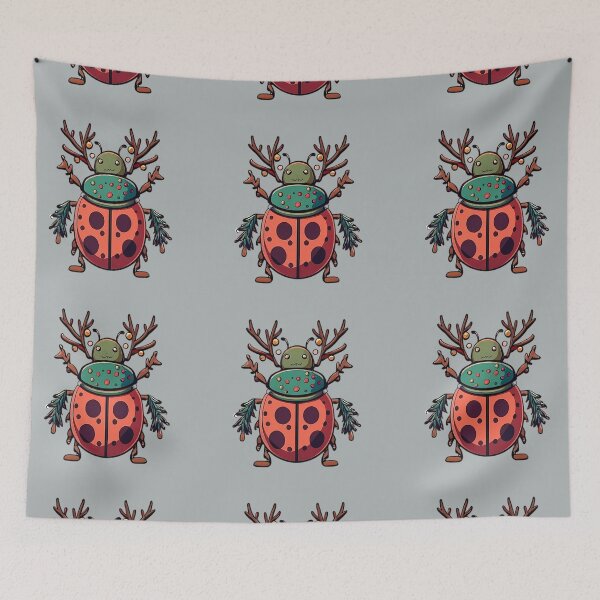 Item preview, Christmas Reindeer Beetle Ladybird with Antlers designed and sold by LumberEchoArts.