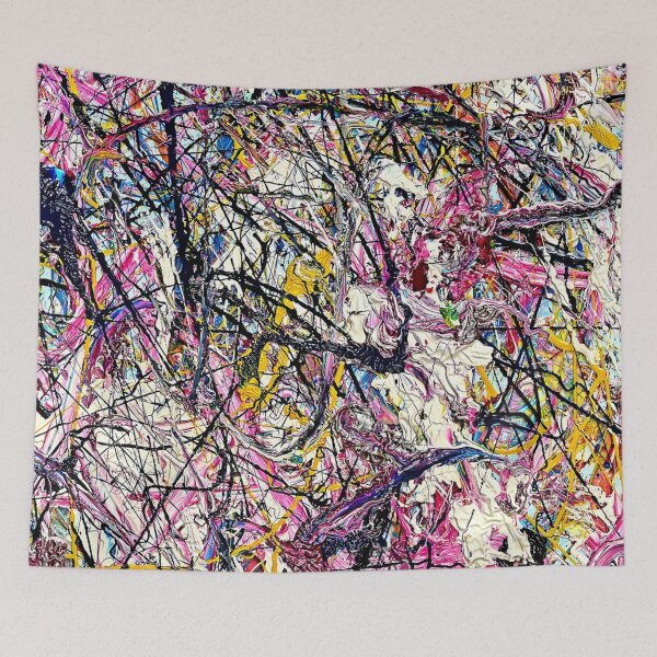 Item preview, Abstract Jackson Pollock Painting Original Art ,artwork by Jackson Pollock, red, yellow, blue, black designed and sold by Amy-Hamilton.
