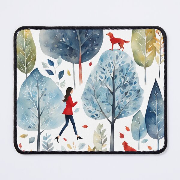 Item preview, Lady and Dog in the Woods, city story, watercolor designed and sold by boyangyang.