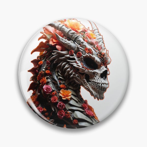Item preview, Vibrant Floral Dragon Skull designed and sold by PETS ABC.