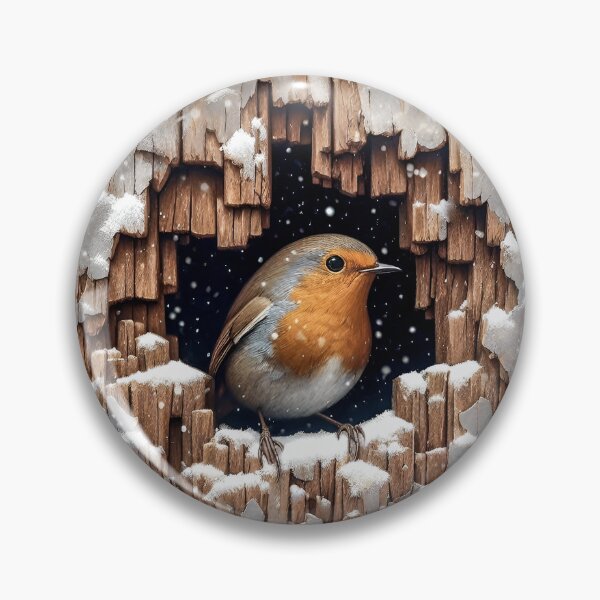 Item preview, 3d Christmas Robin in a Hole in the wood designed and sold by SideKickCreates.