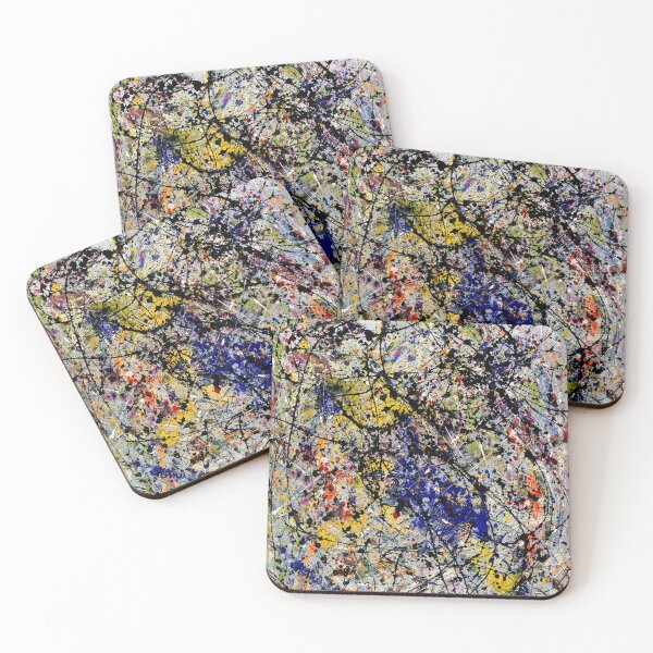 Item preview, Abstract Jackson Pollock Painting Original Art ,artwork by Jackson Pollock, red, yellow, blue, black designed and sold by Amy-Hamilton.