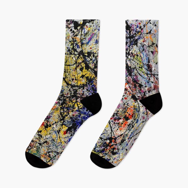 Artikelvorschau, Abstraktes Jackson Pollock Gemälde Originalkunstwerk, Kunstwerk von Jackson Pollock, rot, gelb, blau, schwarz entworfen und verkauft von Amy-Hamilton.