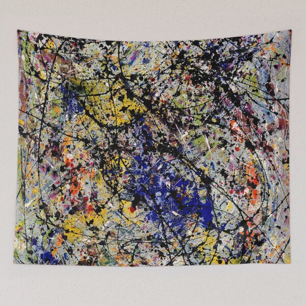 Item preview, Abstract Jackson Pollock Painting Original Art ,artwork by Jackson Pollock, red, yellow, blue, black designed and sold by Amy-Hamilton.