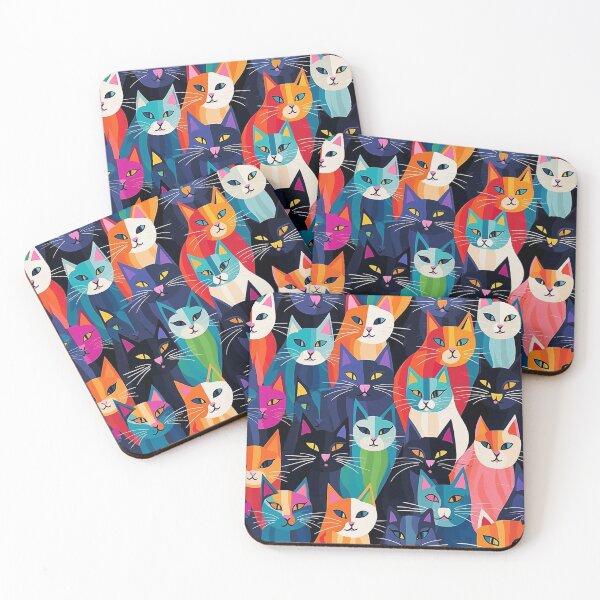 Item preview, Cats in Multicolor Pattern designed and sold by Rustybaker28.