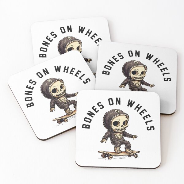 Item preview, Skeleton Skateboarder - Bones On Wheels (Black Lettering) designed and sold by VelvetRoom.