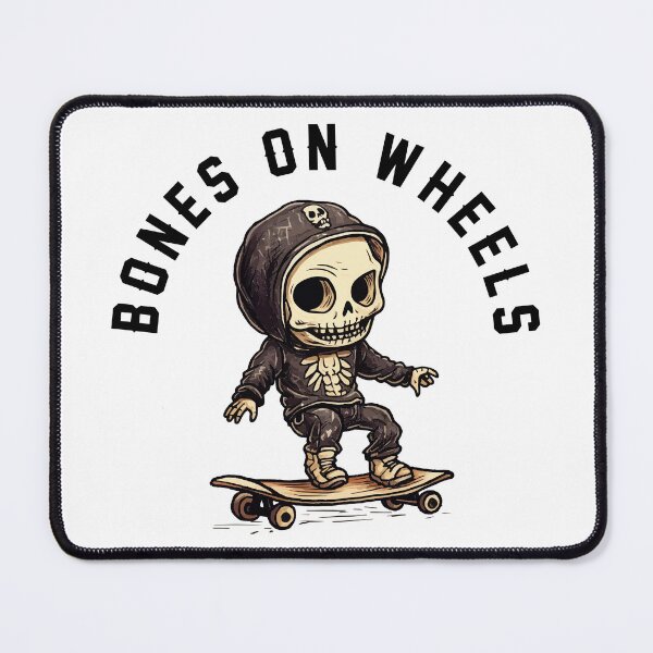 Item preview, Skeleton Skateboarder - Bones On Wheels (Black Lettering) designed and sold by VelvetRoom.