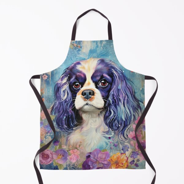 Aperçu de l'œuvre Art de chien Cavalier King Charles Spaniel en bleu créée et vendue par WallyPink.