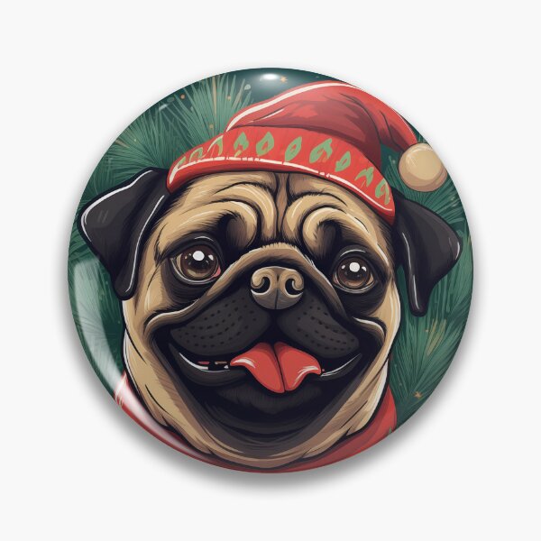 Item preview, Christmas pug smiling in xmas jumper designed and sold by emaotx.