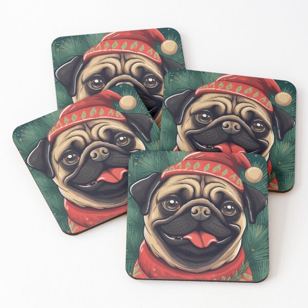 Item preview, Christmas pug smiling in xmas jumper designed and sold by emaotx.