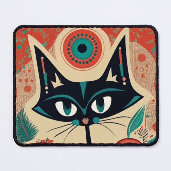 Item preview, 1950s cat and flowers designed and sold by VoodoovilleArt.