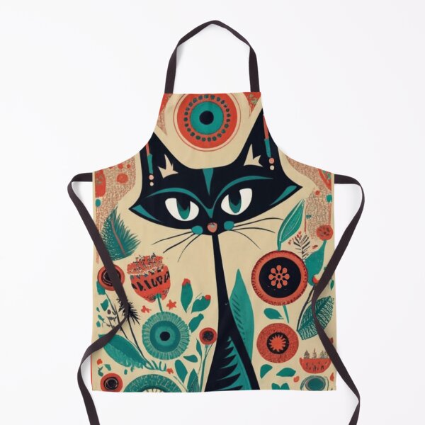 Item preview, 1950s cat and flowers designed and sold by VoodoovilleArt.
