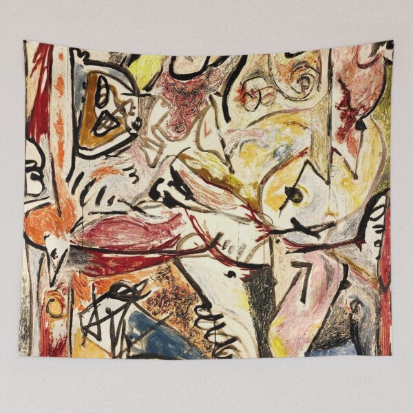 Item preview, Abstract Jackson Pollock Painting Original Art ,artwork by Jackson Pollock, red, yellow, blue, black designed and sold by Amy-Hamilton.