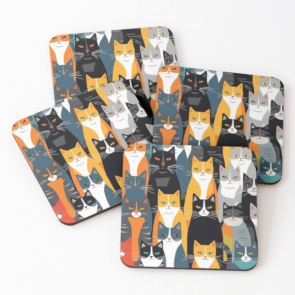 Item preview, Hungry Cats in Multicolor Pattern designed and sold by Rustybaker28.