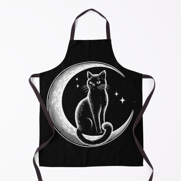 Item preview, black cat sits on crescent moon designed and sold by CreativeSparkzz.