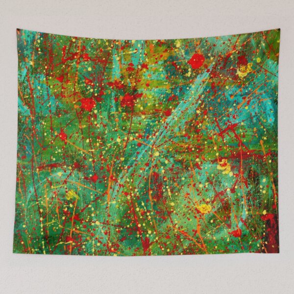 Item preview, Abstract Jackson Pollock Painting Original Art ,artwork by Jackson Pollock, red, yellow, blue, black designed and sold by Amy-Hamilton.