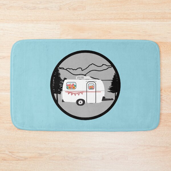 Item preview, White Camper Travel Trailer in Mountains designed and sold by creativebeeshop.