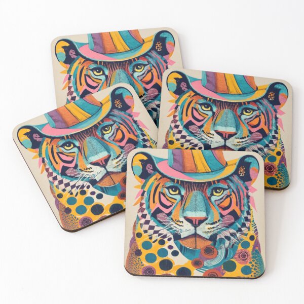 Item preview, Animal Carnival tiger poster designed and sold by VoodoovilleArt.