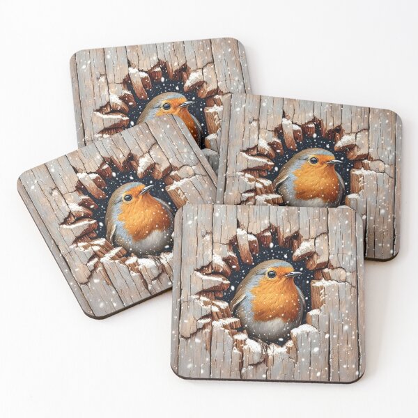 Item preview, 3d Christmas Robin in a Hole in the wood designed and sold by SideKickCreates.