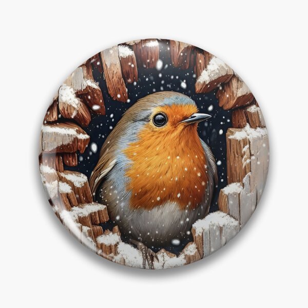 Item preview, 3d Christmas Robin in a Hole in the wood designed and sold by SideKickCreates.