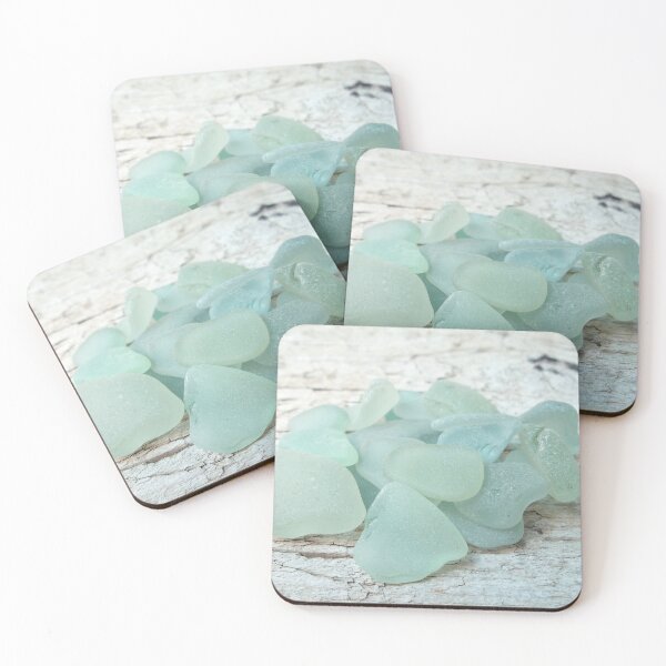 Item preview, Sea Foam Sea Glass Pieces on Pale Wood Light Blue Pastels designed and sold by Beachy.