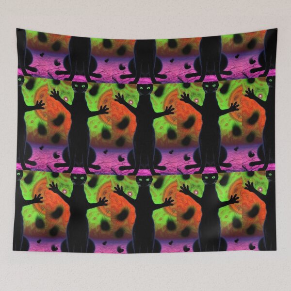 Item preview, Psychedelic Trippy Black Cat designed and sold by TheDarkWardrobe.