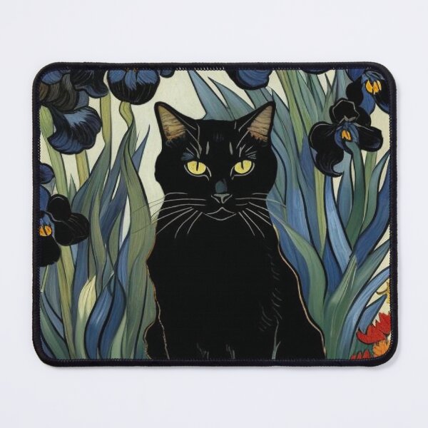 Item preview, Black Cat With Irises designed and sold by tonymagnerart.