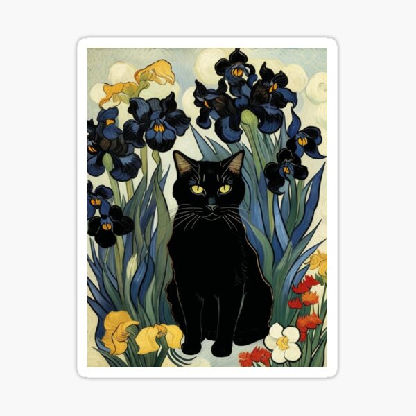 Item preview, Black Cat With Irises designed and sold by tonymagnerart.