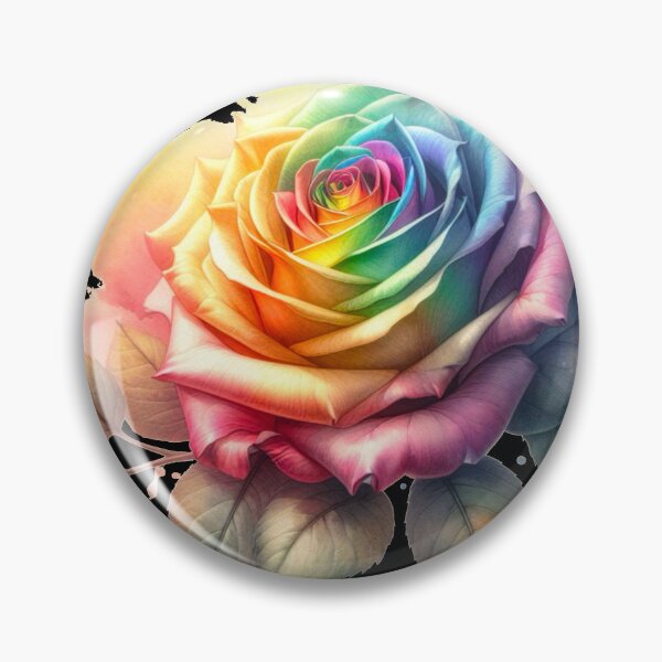 Item preview, Watercolor Rose - Rainbow Rose Painting - Black Background  designed and sold by Star-Fragment.