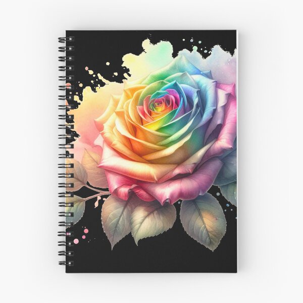 Item preview, Watercolor Rose - Rainbow Rose Painting - Black Background  designed and sold by Star-Fragment.