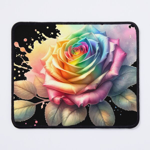 Item preview, Watercolor Rose - Rainbow Rose Painting - Black Background  designed and sold by Star-Fragment.