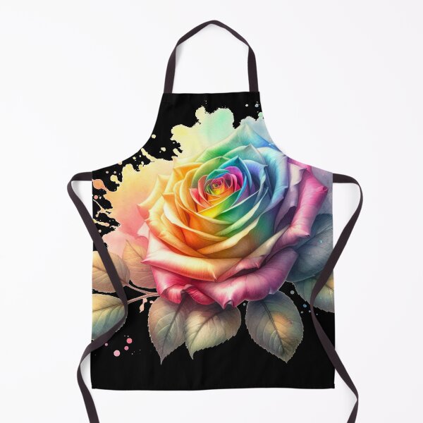 Item preview, Watercolor Rose - Rainbow Rose Painting - Black Background designed and sold by Star-Fragment.