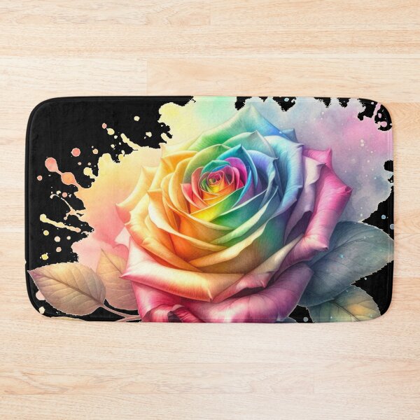 Item preview, Watercolor Rose - Rainbow Rose Painting - Black Background  designed and sold by Star-Fragment.