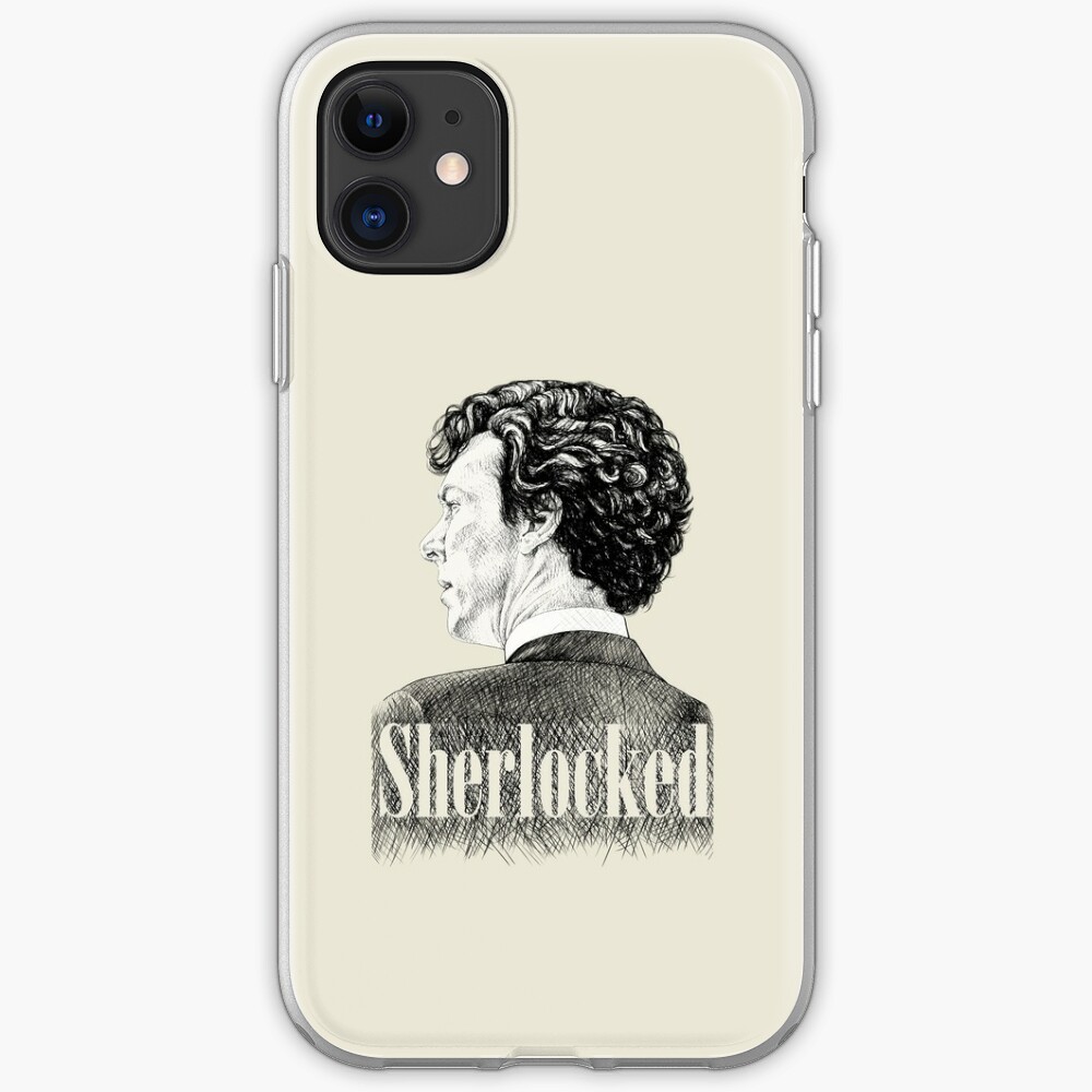 Sherlock Holmes I Am Sherlocked Benedict Cumberbatch Crosshatch Portrait Iphone Case Cover By Rvaya Redbubble