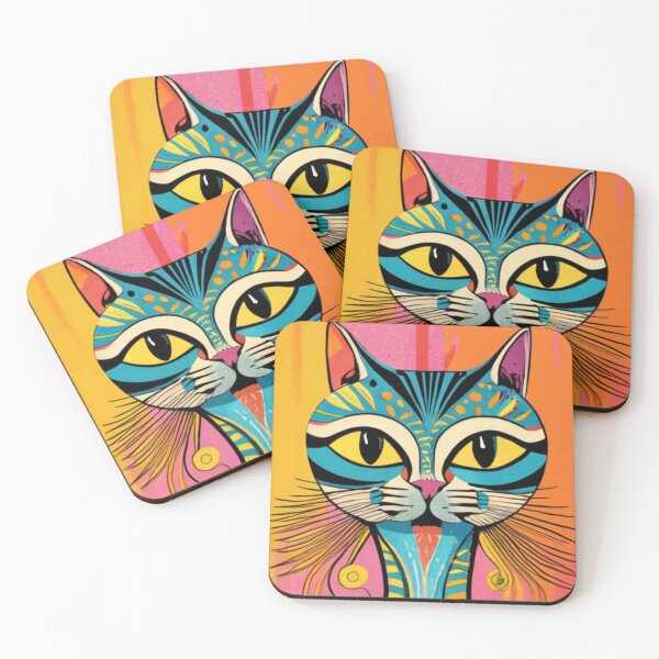 Item preview, Psychedelic kitty designed and sold by VoodoovilleArt.