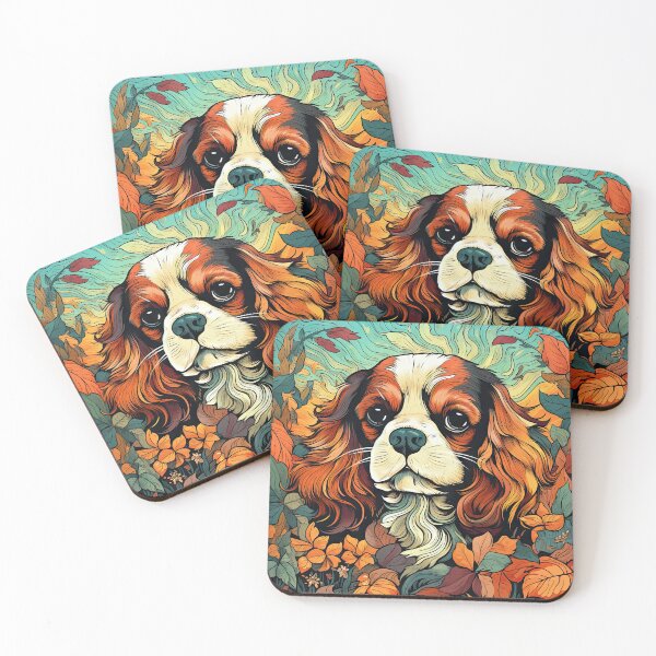 Item preview, Cavalier King Charles Spaniel Dog Portrait in Retro Vintage Style designed and sold by WallyPink.