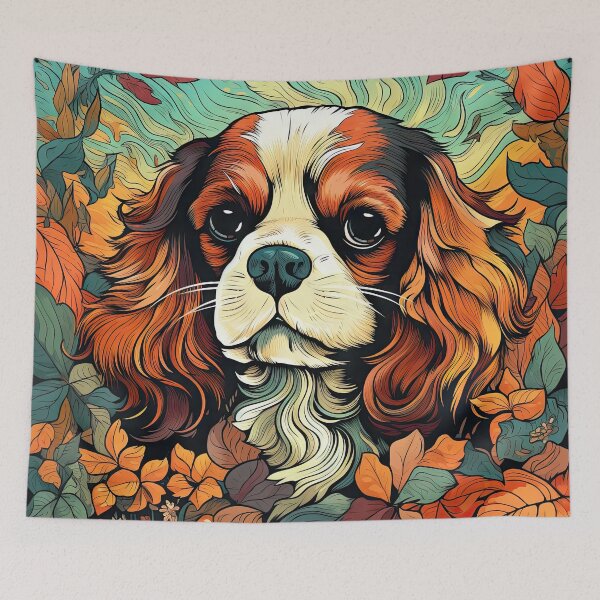 Item preview, Cavalier King Charles Spaniel Dog Portrait in Retro Vintage Style designed and sold by WallyPink.