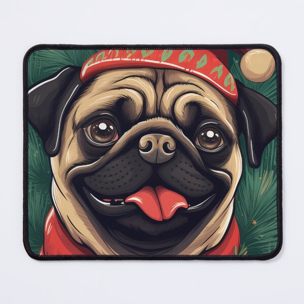 Item preview, Christmas pug smiling in xmas jumper designed and sold by emaotx.