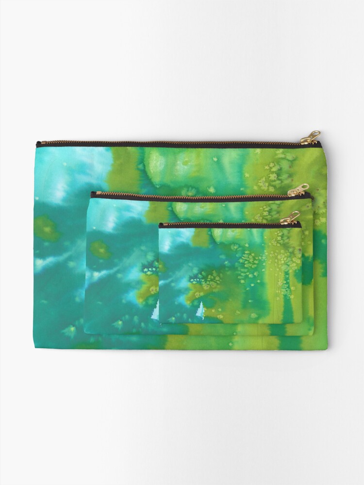Alternate view of Mermaid dreams blue and green abstract watercolor pattern Zipper Pouch