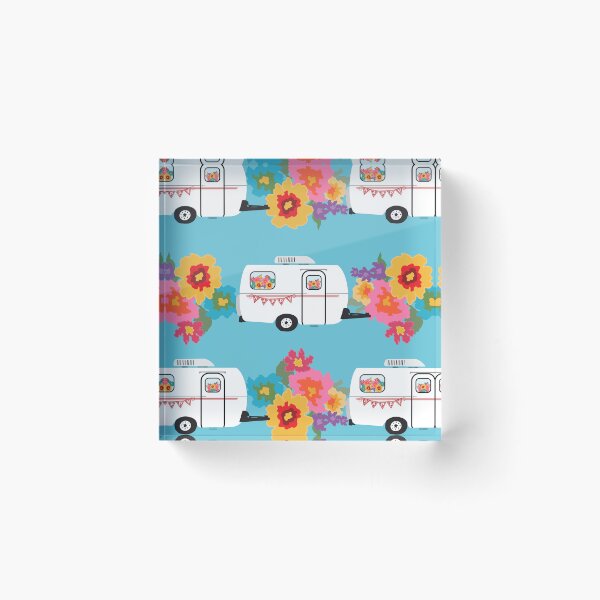 Item preview, Camp Happy Travel Trailer with Flowers - Glamping Style designed and sold by creativebeeshop.