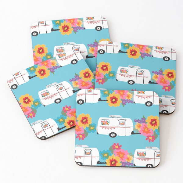 Item preview, Camp Happy Travel Trailer with Flowers - Glamping Style designed and sold by creativebeeshop.
