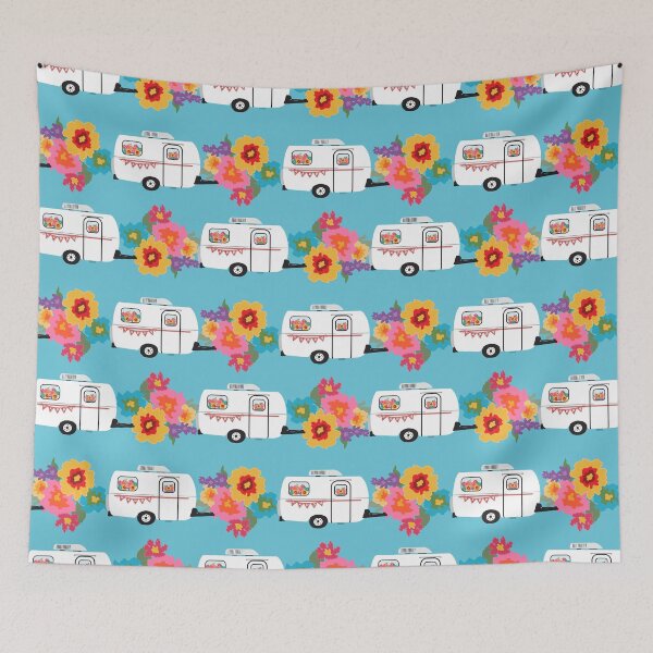 Item preview, Camp Happy Travel Trailer with Flowers - Glamping Style designed and sold by creativebeeshop.